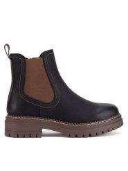 Clara Barson Botki WS5195-26 Czarny. Czarne botki damskie Clara Barson, bez wzorów, z materiału, bez obcasa, na płaskiej podeszwie, bez zapięcia. Za 159.99 zł.