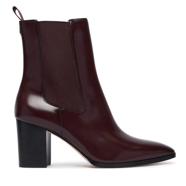 Botki LAUREN RALPH LAUREN. Czerwone botki damskie Lauren Ralph Lauren, bez wzorów, bez obcasa, na słupku, bez zapięcia. Za 1,199.00 zł.