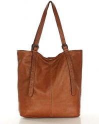 Shopperka vintage camelowa MARCO MAZZINI v201b. Shopperki damskie bez wzorów, ze skóry, bez dodatków. Za 569.05 zł.