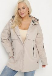 Beżowa Kurtka Parka z Kapturem i Kieszeniami Eradilla. Brązowe kurtki damskie Born2be, plus size, z aplikacjami, plus size, z kapturem. Za 319.99 zł.