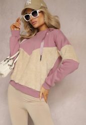 Ciemnoróżowa Bawełniana Bluza z Kapturem ze Ściągaczami i Polarem Eurynia. Czerwone bluzy damskie Renee, bez wzorów, z bawełny, casualowe, bez ramiączek, z kapturem. Za 84.99 zł.