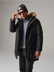 Kurtka parka - czarny. Czarne kurtki męskie Sinsay, l, bez wzorów, bez kaptura. Za 199.99 zł.