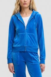 JUICY COUTURE Chabrowa bluza damska Robertson Hoodie, Rozmiar L. Niebieskie bluzy damskie Juicy Couture, l, bez wzorów, z materiału, klasyczne, bez ramiączek, z kapturem. Za 549.99 zł.
