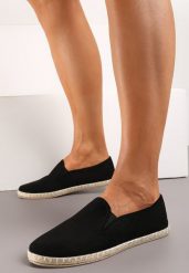 Czarne Wsuwane Tenisówki Espadryle z Plecioną Podeszwą Elladia. Czarne trampki i tenisówki damskie Renee, bez wzorów, bez zapięcia. Za 44.99 zł.