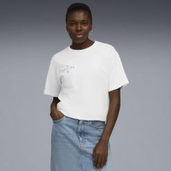 Damska koszulka piłkarska FtblEdition PUMA. Białe bluzki damskie Puma, bez wzorów, sportowe, bez kołnierzyka, bez ramiączek. Za 129.00 zł.