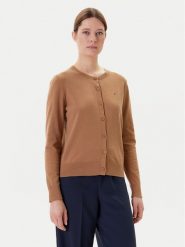 Tommy Hilfiger Kardigan WW0WW42370 Brązowy Regular Fit. Brązowe kardigany damskie Tommy Hilfiger, l, bez wzorów, z bawełny, bez kołnierzyka. Za 419.99 zł.