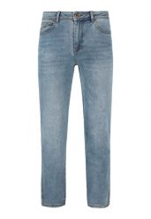 Niebieskie jeansy, Straight Leg, D-LEON 49. Niebieskie spodnie materiałowe męskie Volcano, bez wzorów, z bawełny. Za 169.99 zł.