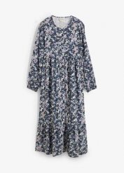 Sukienka koszulowa z lejącej wiskozy. Niebieskie sukienki damskie bonprix, bez wzorów, z wiskozy, eleganckie, bez kołnierzyka, bez ramiączek, koszulowe. Za 139.99 zł.