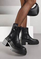 Czarne Botki Vices Ozdobione Tasiemką Rotine. Czarne botki damskie Renee, bez wzorów, z jeansu, eleganckie, bez obcasa, na obcasie, bez zapięcia. Za 149.99 zł.