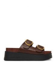 Guess Jeans Klapki CWBEO-HY62273-6 Brązowy. Brązowe klapki damskie Guess Jeans, z aplikacjami, z jeansu, bez obcasa, bez zapięcia. Za 199.99 zł.