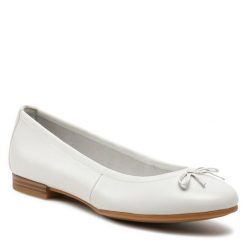 Baleriny Tamaris. Białe balerinki damskie Tamaris, bez wzorów, bez obcasa, bez zapięcia. Za 209.99 zł.
