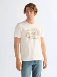 MESKA KOSZULKA WRANGLER AMERICANA TEE WORN WHITE 112378505. Białe t-shirty męskie Wrangler, xl, bez wzorów, bez kołnierzyka, bez ramiączek. Za 79.99 zł.