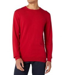 WRANGLER CREW KNIT MĘSKI SWETER RED W8A0PDX47 112132358. Czerwone swetry męskie Wrangler, m, bez wzorów, bez kołnierzyka, bez ramiączek. Za 129.99 zł.