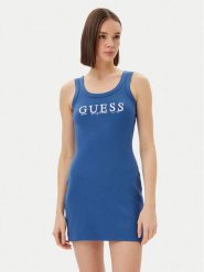Guess Sukienka codzienna V5GK06 K8RT2 Niebieski Slim Fit. Niebieskie sukienki damskie Guess, na co dzień, l, z aplikacjami, z wiskozy, bez kołnierzyka, bez ramiączek, proste. Za 159.99 zł.