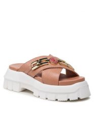 Pollini Klapki SA28066G1GTD0609 Różowy. Czerwone klapki damskie Pollini, bez wzorów, ze skóry, bez obcasa, bez zapięcia. Za 1,489.00 zł.