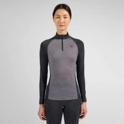 Bluza termiczna damska Odlo Natural Performance PW 150 BL Top Turtle Neck LS. Szare bluzy damskie ODLO, s, bez wzorów, z materiału, bez ramiączek, bez kaptura. Za 377.85 zł.