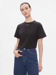 Calvin Klein T-Shirt Metallic Micro Logo T Shirt K20K206967 Czarny Regular Fit. Czarne t-shirty damskie Calvin Klein, xxs, bez wzorów, z bawełny, bez kołnierzyka, bez ramiączek. Za 129.99 zł.