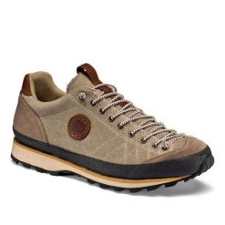 Buty trekkingowe Lomer Bio Naturale Canvas. Brązowe obuwie trekkingowe damskie LOMER, z bawełny, bez zapięcia. Za 553.50 zł.