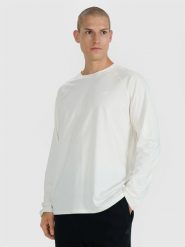 4F Longsleeve oversize gładki męski - biały XXL. Białe koszulki sportowe męskie 4F, m, bez wzorów, z bawełny, bez ramiączek. Za 79.99 zł.