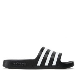 Klapki adidas. Czarne klapki damskie Adidas, bez wzorów, sportowe, bez obcasa, bez zapięcia. Za 119.99 zł.