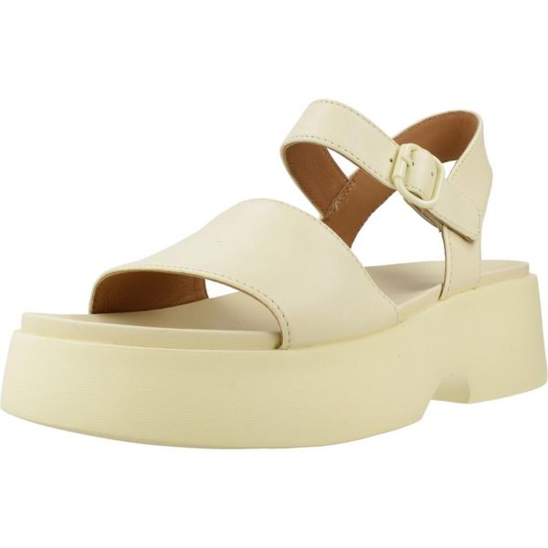 Sandały CAMPER GOBI FLORA Żółty. Żółte sandały damskie Camper, bez wzorów, ze skóry, bez obcasa, bez zapięcia. Za 592.99 zł.