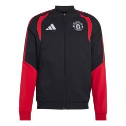 Kurtka dresowa Manchester United 2026/27. Czarne kurtki męskie Adidas, l, bez wzorów, z dresówki, klasyczne, bez kaptura. Za 317.50 zł.