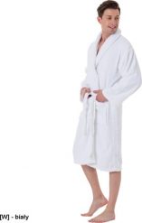 R.E.I.S. BATHROBE - przyjemny biały szlafrok frotte, basen, SPA, 100% bawełna, gramatura 380 g/m M. Białe szlafroki damskie R.E.I.S., m, bez wzorów, z bawełny, bez ramiączek, bez kaptura. Za 101.43 zł.