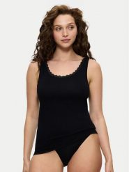 Triumph Top Feel Of Cotton 10224975 Czarny Slim Fit. Czarne topy damskie Triumph, bez wzorów, z bawełny, bez kołnierzyka, bez ramiączek. Za 69.99 zł.