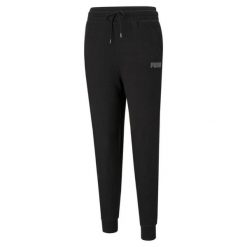Spodnie damskie Puma Modern Basics High czarne. Czarne spodnie dresowe damskie Puma, bez wzorów, sportowe, długie. Za 321.00 zł.