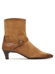 Hispanitas Botki HI265081 Brązowy. Brązowe botki damskie Hispanitas, bez wzorów, bez obcasa, na słupku, bez zapięcia. Za 739.99 zł.