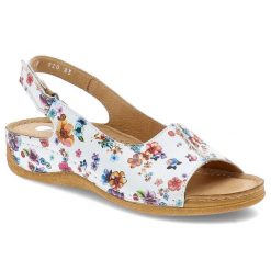 Białe Wzorzyste Sandały Armodo Eleganckie Obuwie Damskie. Białe sandały damskie Armodo, bez wzorów, bez obcasa, bez zapięcia. Za 249.00 zł.