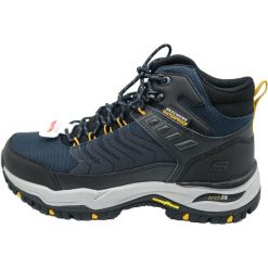 Buty trekkingowe męskie Skechers 204634NVBK. Niebieskie buty zimowe męskie Skechers, bez wzorów, z materiału, bez obcasa, bez zapięcia. Za 625.00 zł.