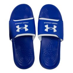 Klapki męskie Under Armour Ignite Select. Niebieskie klapki męskie Under Armour, bez wzorów, z materiału, bez zapięcia. Za 203.00 zł.