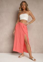 Pomarańczowa Rozkloszowana Spódnica z Wiskozy z Kieszeniami Galmira. Brązowe spódnice damskie Renee, na co dzień, l, bez wzorów, z materiału, eleganckie, midi, rozkloszowane. Za 54.99 zł.