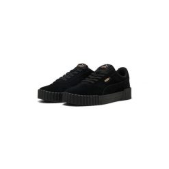 Buty sportowe damskie Puma Carina 3.0 SD Black-Gold (40072101). Czarne obuwie sportowe damskie Puma, bez wzorów, z gumy, bez zapięcia, do biegania. Za 229.99 zł.