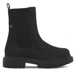 Sztyblety Sergio Bardi. Czarne botki damskie Sergio Bardi, bez wzorów, bez obcasa, na płaskiej podeszwie, bez zapięcia. Za 244.99 zł.