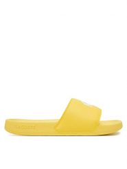 Lacoste Klapki Serve 0.0 7-49CFA0042 Żółty. Żółte klapki damskie Lacoste, bez wzorów, ze skóry, bez obcasa, bez zapięcia. Za 119.99 zł.