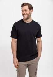 Gładki t-shirt, Comfort Fit, T-BAS. Czarne t-shirty męskie Volcano, l, bez wzorów, z bawełny, bez kołnierzyka, bez ramiączek. Za 69.99 zł.