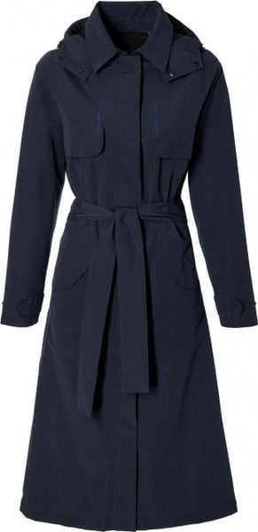 Płaszcz rowerowy Mosse. Niebieskie płaszcze damskie BASIL, l, bez wzorów, z materiału, eleganckie, bez kołnierzyka, bez kaptura. Za 649.90 zł.