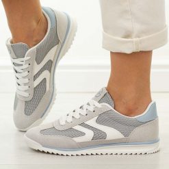 Szare sportowe półbuty damskie Potocki 11675. Szare obuwie sportowe damskie VINCEZA, na lato, w ażurowe wzory, z dresówki, eleganckie, bez obcasa, na płaskiej podeszwie, bez zapięcia. Za 149.00 zł.