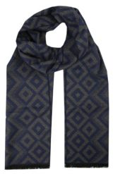 Męski Szalik z Wiskozy - Alties - Popiel i Granat, Figury Geometryczne. Niebieskie szaliki męskie Alties, bez wzorów, z bawełny. Za 59.00 zł.