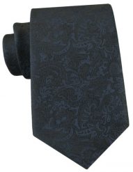 Czarno-Granatowy Krawat z Fakturą w Kwiaty - Chattier. Niebieskie krawaty i muchy Chattier, bez wzorów, z tkaniny, eleganckie. Za 55.00 zł.