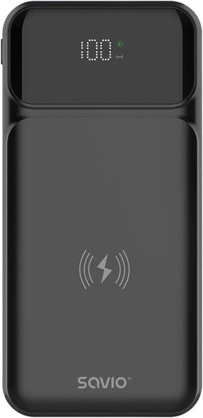 SAVIO BA-09 POWERBANK 10000 mAh, czarny, ładowanie indukcyjne. Czarne powerbanki Savio. Za 67.97 zł.