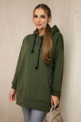Bluza ocieplana z napami khaki. Brązowe bluzy damskie KESI, l, bez wzorów, z bawełny, bez ramiączek, bez kaptura. Za 238.37 zł.