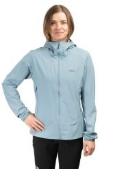 Kurtka softshell damska Borealis Hoody Women. Niebieskie kurtki sportowe damskie RAB, na zimę, l, bez wzorów, z elastanu, bez ramiączek, z kapturem, do biegania. Za 539.99 zł.