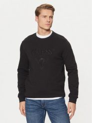 Guess Bluza M5RQ08 KCN01 Czarny Regular Fit. Czarne bluzy męskie Guess, m, z aplikacjami, z bawełny, bez ramiączek, bez kaptura. Za 209.99 zł.