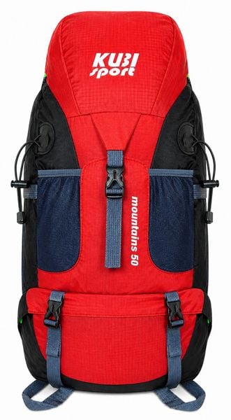 Plecak Mountains 50 L na wędrówki. Czerwone plecaki męskie KUBISPORT, bez wzorów, z materiału. Za 169.00 zł.