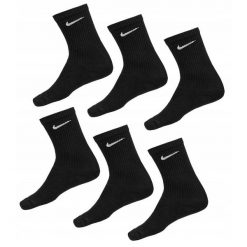 Skarpety Nike Everyday Cushioned 6 par czarne. Czarne skarpetki damskie Nike, bez wzorów. Za 106.00 zł.