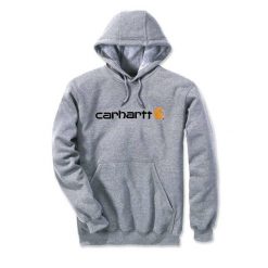 Bluza sportowa męska z kapturem Carhartt Midweight Signature Logo Sweatshirt. Czarne bluzy sportowe męskie Carhartt, l, bez wzorów, z kapturem. Za 277.99 zł.