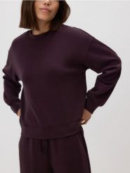 Bluza z modalem - ciemnofioletowy. Fioletowe bluzy damskie Reserved, l, bez wzorów, z dzianiny, bez ramiączek, bez kaptura. Za 119.99 zł.